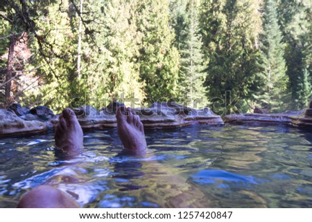 Similar – Image, Stock Photo View of my feet while cycling, with plenty of motion blur