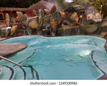 Relaxing Hot Springs At Spa Resort In Big Sur.