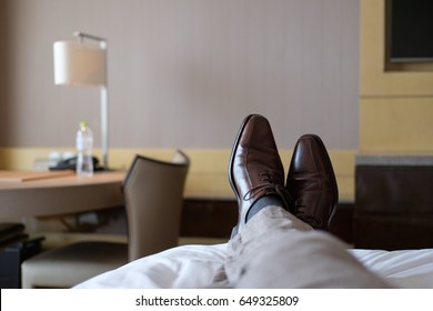 Relaxing in Hotel Room during business trip. - Shutterstock ID 649325809