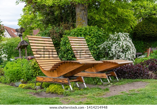 Relaxing Rocker Chairs Garden Stock Photo Edit Now 1414214948