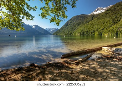 Relaxing Scenery From The Beach At Chilliwack Lake On A Calm Summer Day