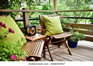 Relaxing Secluded Backyard Garden Patio Oasis For Summer Afternoon Glass Of Wine At Vacation Rental Or Home Staycation