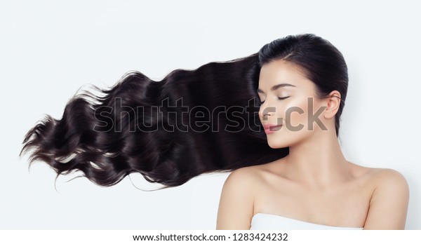 Relaxing Spa Woman Blowing Curly Hair Stock Photo Edit Now