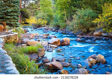 Relaxing Spot Along Big Thompson River In Estes Park, Colorado