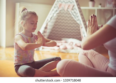 Release All Your Tension. Mother And Daughter Working Exercise.