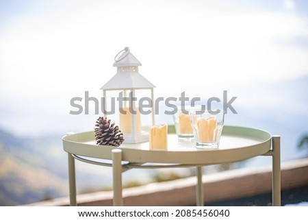 relexing in the sky view blue sky  softtone minimal style coffee cafe on hill Stock photo © 