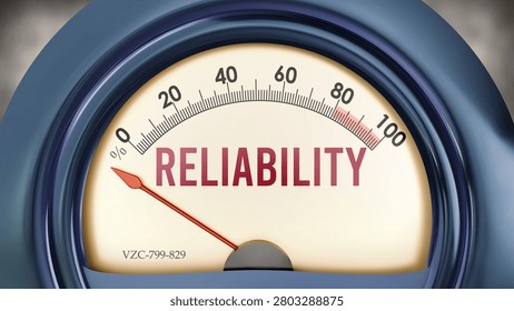 Reliability that hits less than zero, showing an extremely low level of reliability, none of it, insufficient. Minimum value, below the norm. Lack of reliability.