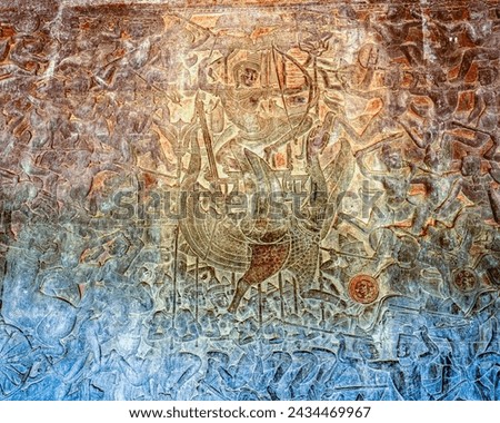 Relief of the first corridor of Angkor Wat , Mahabharata : Siem Reap, Cambodia