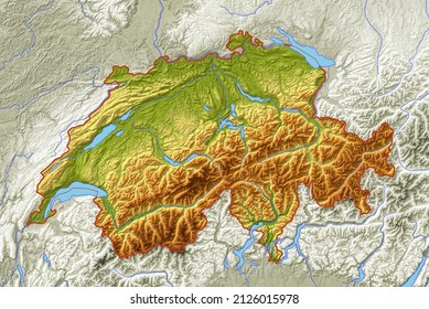 Relief Map Switzerland Colorful Map Map Stock Photo 2126015978 ...