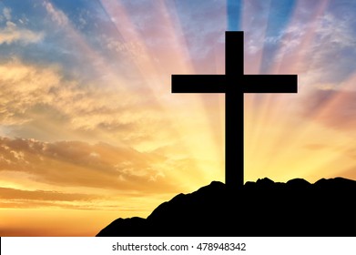 Religion Christianity. cross silhouette against the backdrop of a beautiful sunset - Shutterstock ID 478948342