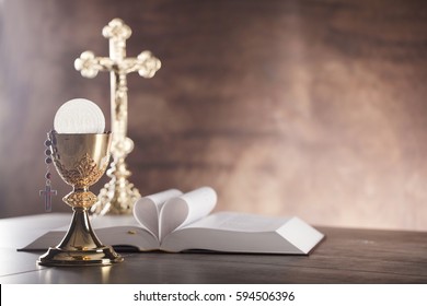 Religion. Christianity. Holy communion. Catholic theme.