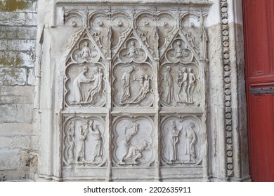 Religious Artwork At The Cathedral In Auxerre, France