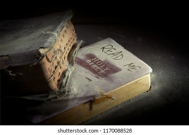 Religious: Dusty Holy Bible Cover With Read Me