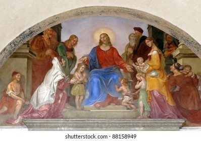 Religious Mural  In The Ospedale Degli Innocenti, In Florence.