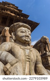 Religious sculpture in front of the Nyatapola temple in Bhaktapur, Nepal