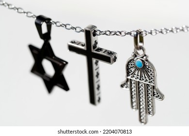 Religious Symbols.  Christianity, Islam, Judaism 3 Monotheistic Religions. Interfaith Dialogue.  