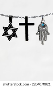 Religious Symbols.  Christianity, Islam, Judaism 3 Monotheistic Religions. Interfaith Dialogue.  