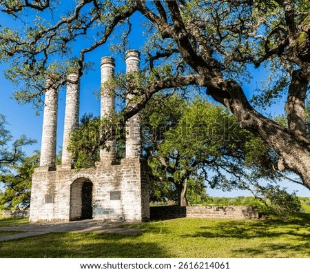 The Remaining Stone Columns at Old Baylor Park, Independence , Texas,USA
