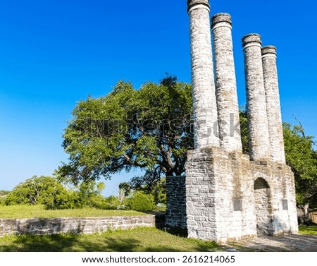 The Remaining Stone Columns at Old Baylor Park, Independence , Texas,USA