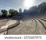 Remains of ancient Roman theatre on Fourviere Hill in Lyon, France