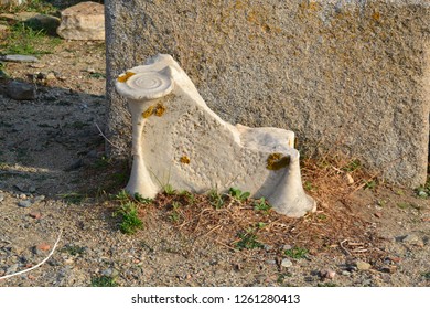 Remains at an archeological site on the island Delos in Greece in Europe - Shutterstock ID 1261280413