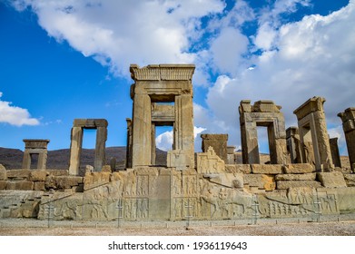 Remains of the beautiful Tachara palace at the ruins of Persepolis, the ancient Persian capital near Shiraz in Iran