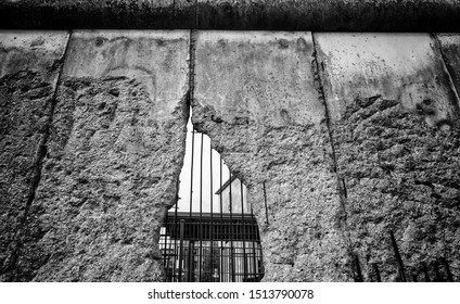 Remains of Berlin wall, detail of old concrete wall, Germany
