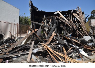 The Remains Of A Commercial Building That Was Destroyed By Fire