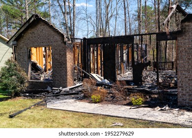 Remains Of A Fire Damaged Single Family Home