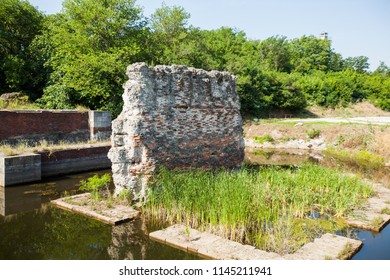 The Remains Of Old Monumental Bridge From Roman Period During Emperor Trajan At The Right Bank On River Danube In Serbia, Trajan’s Bridge 