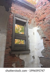 Remains Of An Old Red Brick Schoolhouse In Rural Indiana