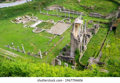 Remains or ruins of ancient Roman Amphitheatre in Volterra, Pisa, Tuscany, Italy. Theaters were presenti in all roman cities in old age - Shutterstock ID 1967704606