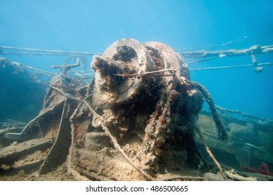 Remains Of A Winch - Detail From Shipwreck Deck