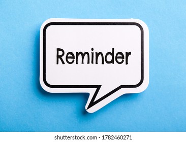 Reminder Speech Bubble Isolated On Blue Stock Photo 1782460271 ...