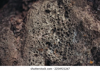 Remnants of cooled lava on the edge of the Buryat village - Shutterstock ID 2254921267