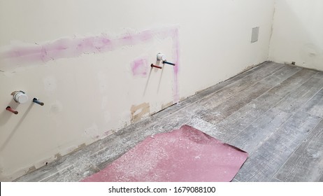 Remodeling Master Bathroom - Patching Drywall Around New Plumbing For Sinks