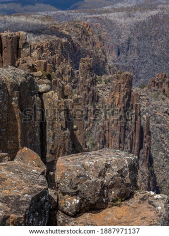 The Tasmania’s  remote alpine landscape in Devil's Gullet, Central Plateau Conservation Area,  Tasmania, Australia.