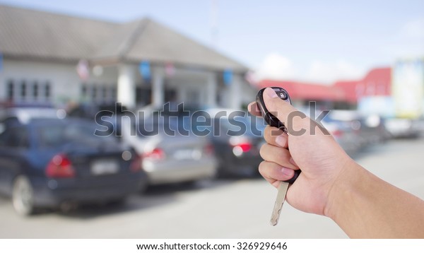 remote car\
with blur car park for use as\
Background
