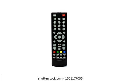 Remote Control Flat. Remote For TV Or Media Center. Device For Films Cinema Video. Leisure At Home. Isolated On White Background. Buttons To Control Player