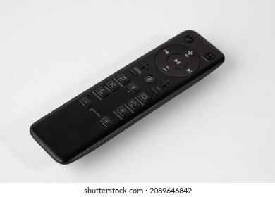 Remote control isolated on white background photo top view, flat lie