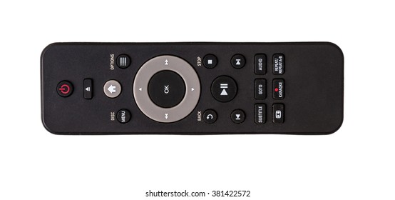 Remote Control Isolated On White Background Photo Top View, Flat Lie