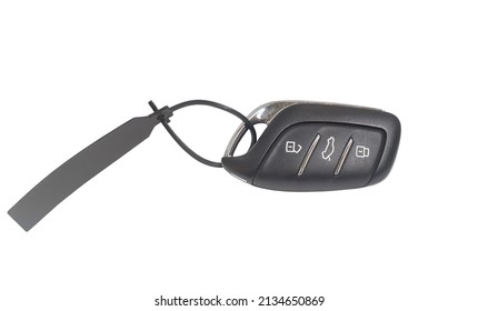 A Remote Control Set Of Digital Car Key With Unlockable And Lockable Buttons Is Isolated On White Background.