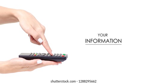 Remote in a hand pattern on a white background isolation