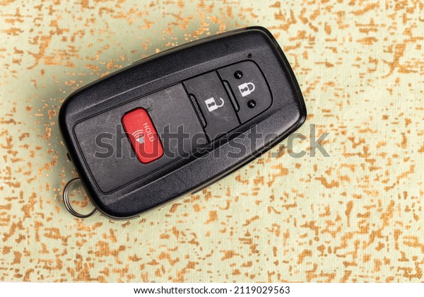 Remote\
key fob to start, stop, lock and unlock a\
vehicle