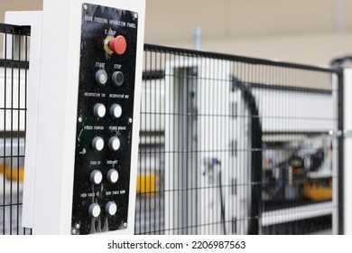 Remote Operation Panel Of Manufacturing Equipment. Selective Focus.