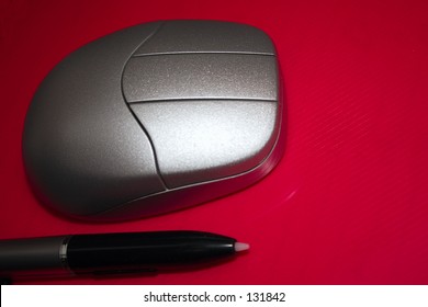 Remote Optical Pen Mouse On Red Stock Photo Edit Now