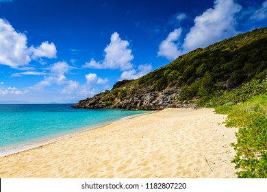 Remote And Private Gouverneur Beach On The French Caribbean Island Of Saint Barthélemy (St Barts.)