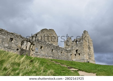 Remote Ruthven Barracks Ruins on Highland Hill Under Clouds