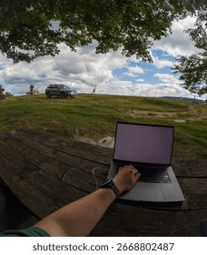 Remote Work in Scenic Mountain Landscape