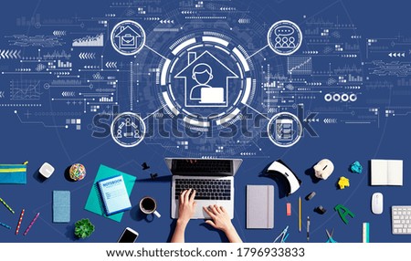 Remote Work theme with person using a laptop computer